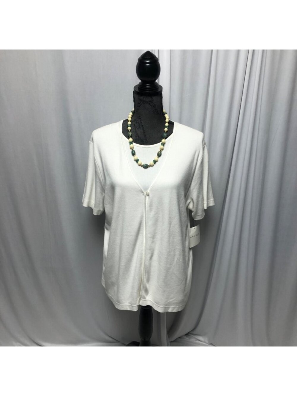 Croft and Barrow Stretch Knit Top Womens Size Large White Two Piece Look NEW